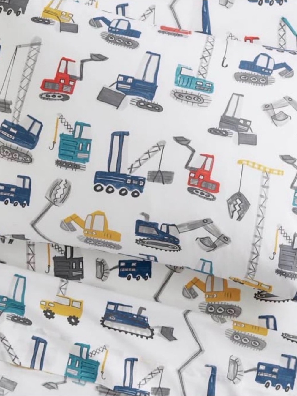 Pottery Barn Kids Full/Queen Sheet Set with Pillowcases in Construction Print - Picture 2 of 7